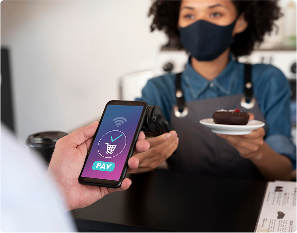 Person using mobile payment system